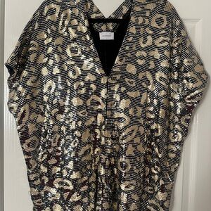Adrienne Gold and Black Sequin Blouse